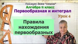 Правила нахождения первообразных. Алгебра 11 класс