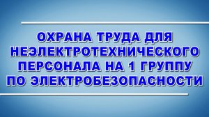 Учебный фильм "Охрана труда неэлектротехнического персонала на 1 группу электробезопасности" (2024)