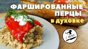 Фаршированный перец с рубленым мясом, запеченный в духовке со сметанной подливой