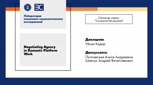 У. Кадир: Negotiating Agency in Domestic Platform Work (ЛЭСИ)