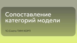 1С:Смета ТИМ КОРП - Сопоставление категорий модели