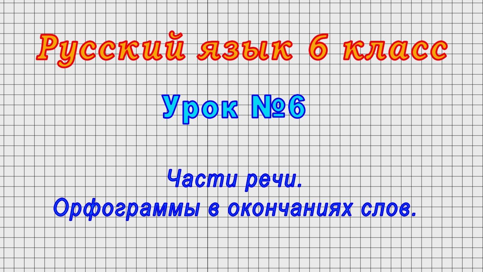 Русский язык 6 класс (Урок№6 - Части речи. Орфограммы в окончаниях слов.)