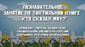 Познавательное занятие по тактильной книге Владимира Сутеева «Кто сказал мяу?»