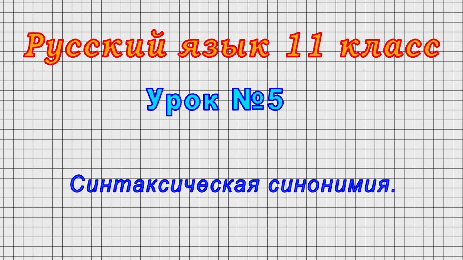 Русский язык 11 класс (Урок№5 - Синтаксическая синонимия.)