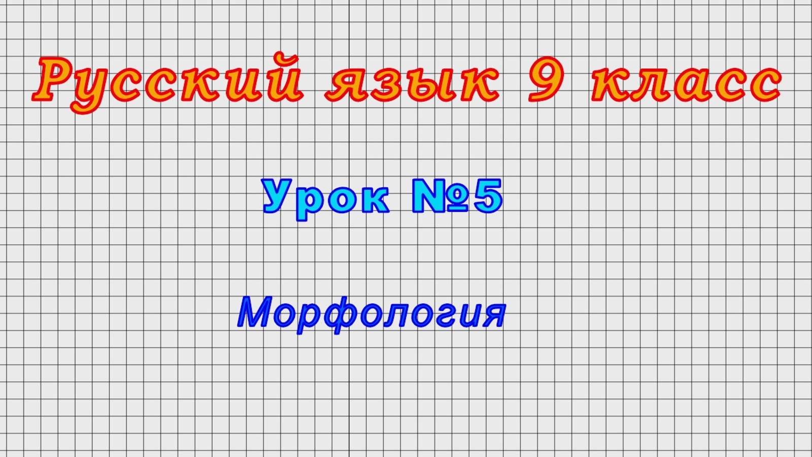 Русский язык 9 класс (Урок№5 - Морфология.)