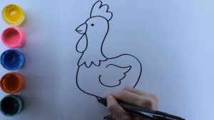 Рисуем домашних животных. Курочка, петух, и цыпленок