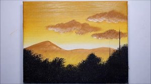 ЗОЛОТОЙ ЗАКАТ - Уроки рисования на холсте - Акриловая краска! Уроки рисование для детей и родителей!