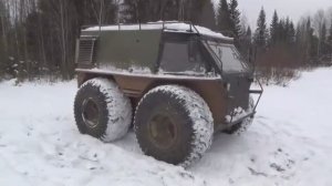 Колесный БОРТОПОВОРОТНЫЙ вездеход с автоматической подкачкой от выхлопа, главная пара Газ 71.mp4