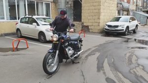 Мотоцикл Ява 42 синий, внешний вид, звук мотора Jawa 42, работа двигателя Ява 42