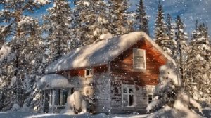 Зимний футаж. Большой дом в лесу.