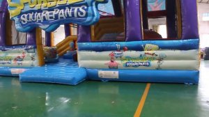 Надувной батут с крышей "Кафе красти краб", размер 11*7*6