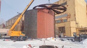 Монтаж бака аккумулятора БАГВ-2000 м3 (РВС-2000 м3)