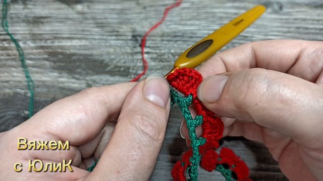Показываю как связать Розу крючком