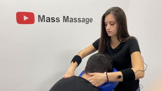 ASMR Massage - ASMR female chair massage - Hand, back, neck, scalp and arms massage