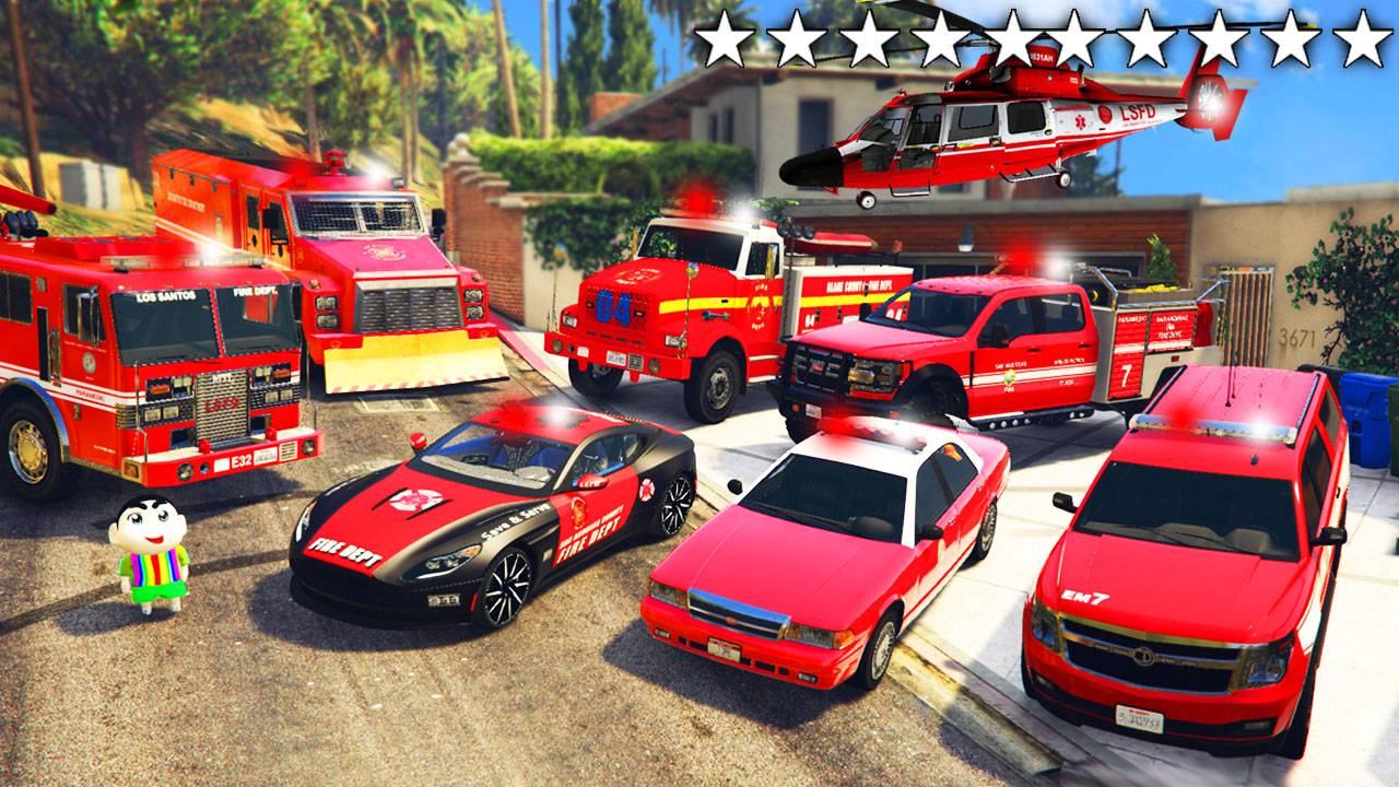 Я УГНАЛ ПОЖАРНЫЕ ТАЧКИ С ШИНЧАНОМ ИЗ РЕАЛЬНОЙ ЖИЗНИ В ГТА 5 смотреть онлайн