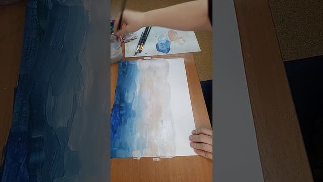 Весенний пейзаж гуашью.