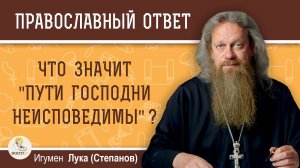 ЧТО ЗНАЧИТ "ПУТИ ГОСПОДНИ НЕИСПОВЕДИМЫ" ?  Игумен Лука (Степанов)