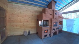 Кухонный комплекс казан с вытяжкой, русская печь подовая, мангал.