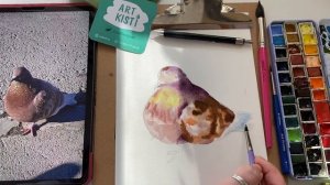 Обзор на акварельные кисти Альбатрос ( ArtKisti) и немного процесса, как легко нарисовать голубя