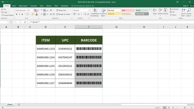 Barcode Generation in Excel / Barcode in excel in Urdu / Hindi