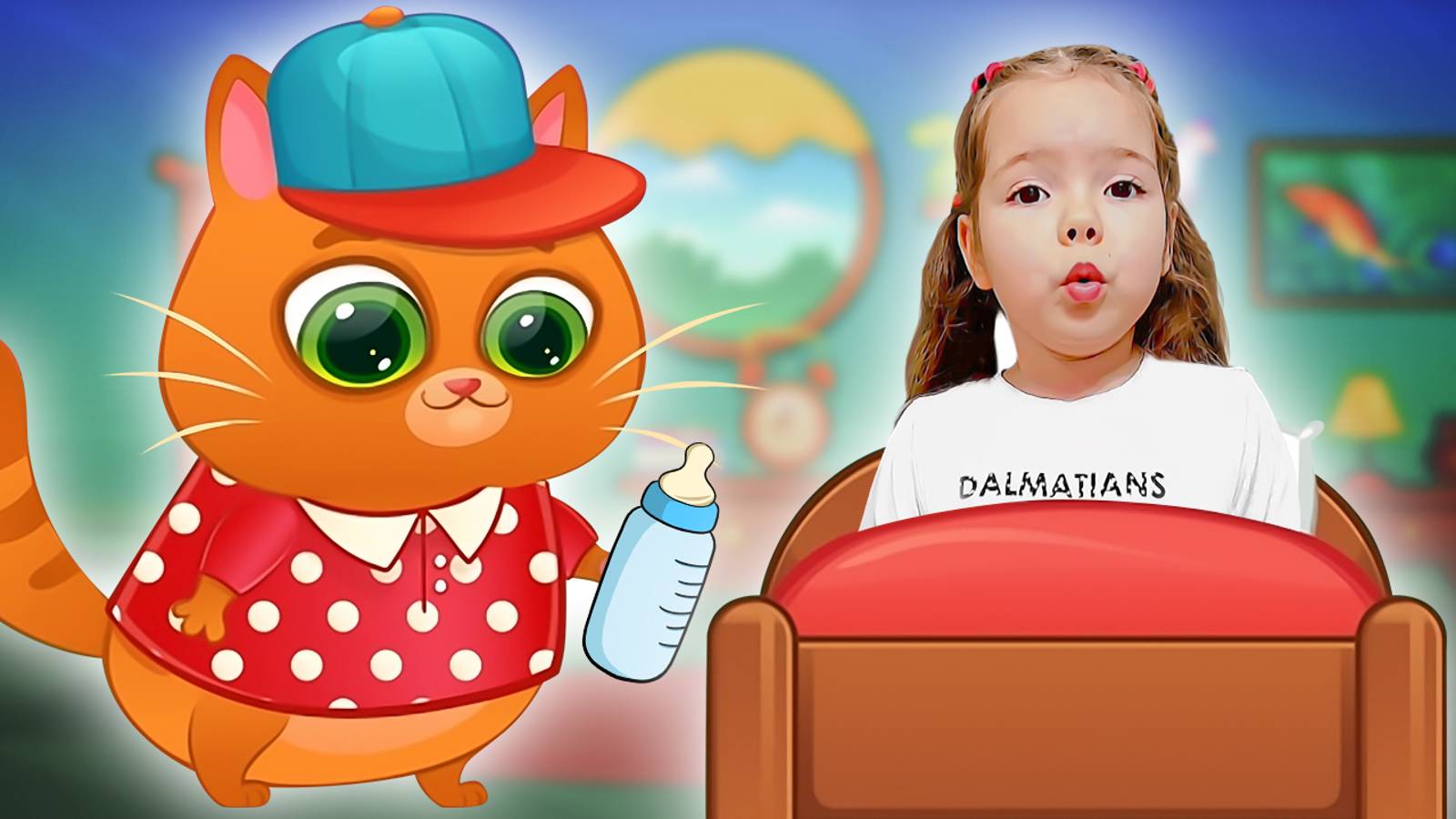 Настя и котик Bubbu в мультиках про котенка Бубу и кошечку Кис Кис