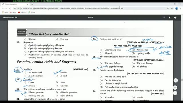 Chem | Biomolecules | Lecture - 4 | Entrance MCQs solving