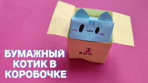 Бумажный котик в коробочке. Оригами. Поделки для детей