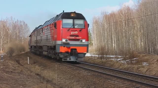 2ТЭ25КМ-0335 (РЖД/Окт, ТЧ-31 В. Луки) с грузовым поездом