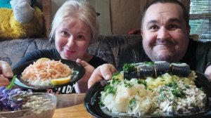 Мукбанг креветки с рисом | Обжор картошка с селедкой