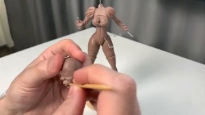 Sculpting/painting process Anime Girl 2B (Nier Automata) from placticine (Monster Clay)