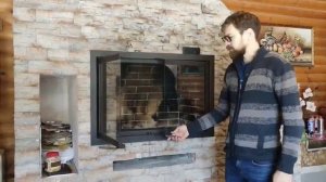 Обзор двустворчатой подовой каминной дверцы  "Огонёк" с эффектом чистого стекла.
