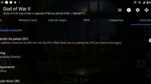 Configuração GOD OF WAR 2 MOTOG52 128GB emulador de PS2 aethersx2