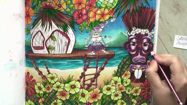 FINISHED House on the beach #Coloring in 'Gnomes in Neighborhood' #adultcoloring #раскраска смотреть онлайн