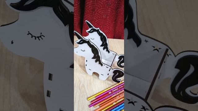 Laser Cut Unicorn Pencil Box Pen Holder for Kids Unicorn Pencil Organizer Studay Desk Organzier