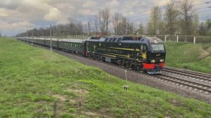 Электровоз ЭП2К-376 с поездом №22 "Ночной экспресс", перегон Саблино - Колпино