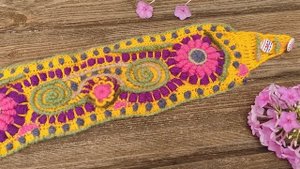 Вязаная повязка на голову Фриформ крючком