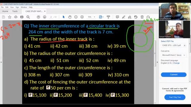 Case Study Question for Math Class 7 on Area and Perimeter