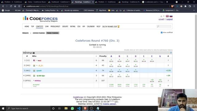 Codeforces Round 760 (Div. 3) | Solving A, B, C, D, E, F | What The Code