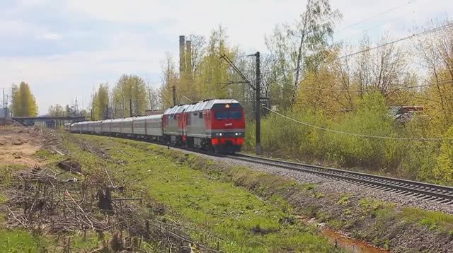 ТЭП70БС-354 (РЖД/Окт, ТЧ-14) с составом из пассажирских вагонов