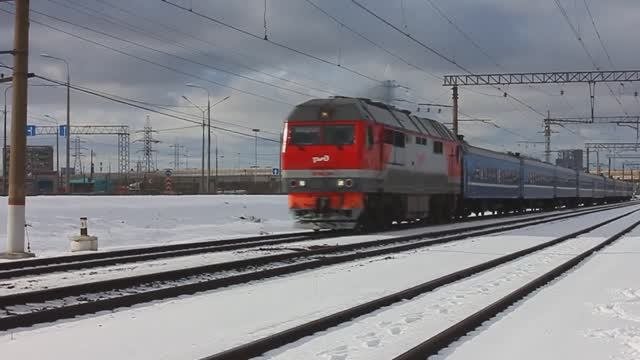 ТЭП70БС-298 (РЖД/Окт, ТЧ-14) с поездом №83 СПб - Гомель (БЧ)