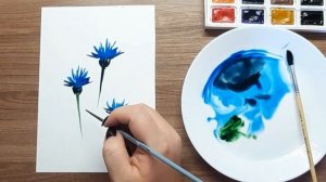 ИЗО. Этюд "Васильки" за 3 минуты. Выпуск 21
