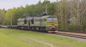 2М62-0987 (БЧ, ТЧ-4 Лунинец, 2Д49) с передаточным контейнерным поездом на Северном кольце