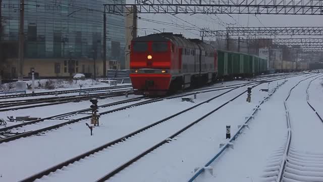 2ТЭ116к-1020 (РЖД/Окт, ТЧ-14) с грузовым поездом на ст. Волковская