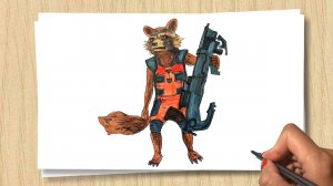 Как нарисовать Енота Ракету Rocket Raccoon - Стражи Галактики (1)