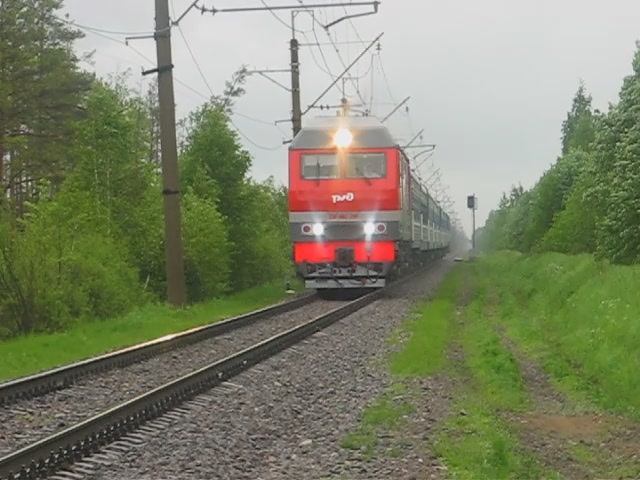 ТЭП70БС-299 (РЖД/Окт, ТЧ-14) с поездом №49 СПб - Брест (БЧ)