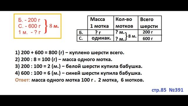 ГДЗ 4 класс Страница.85 391 Математика Учебник 1 часть Моро