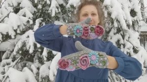 Варежки крючком в технике фриформ