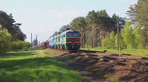 Встреча 2М62У-0050 (БЧ, ТЧ-4 Лунинец, 2Д49) с хозяйственным поездом и ДР1А-282 (БЧ, ТЧ-3 Барановичи)