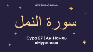 Сура 27 Ан-Намль (араб. سورة النمل — Муравьи). Читает Шейх Ясир ад-Досари.
