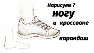 Как нарисовать ногу в кроссовке карандашом